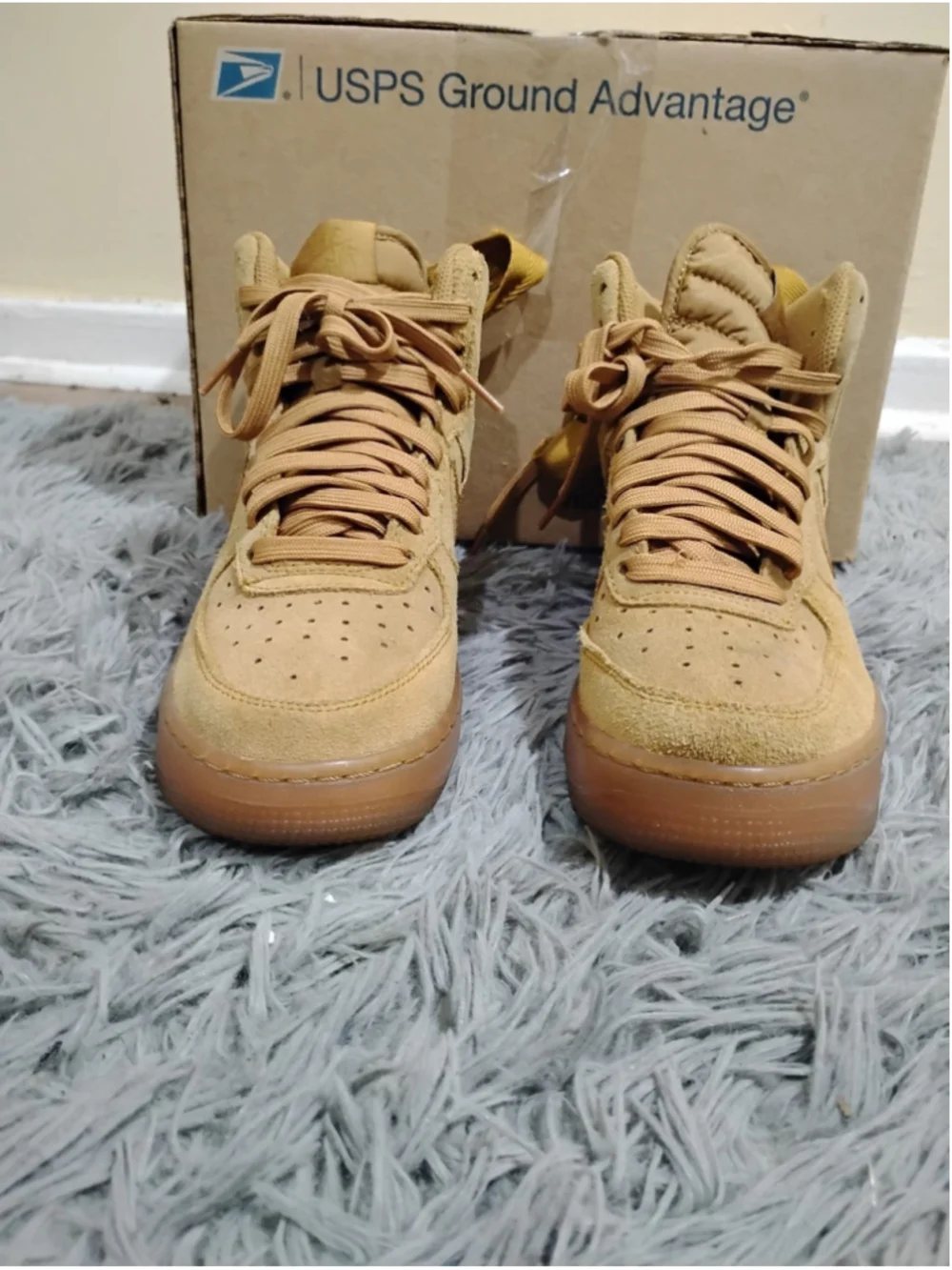 Nike Air Force 1 One High GS Youth Size 4.5 Wheat Flax Brown Suede CK0262-700